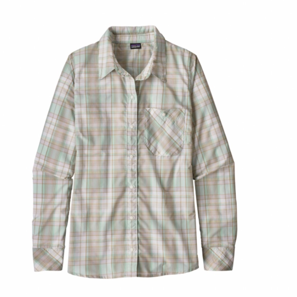 Patagonia women’s long sleeve plaid Havasu shirt Sz S snap front hiking casual